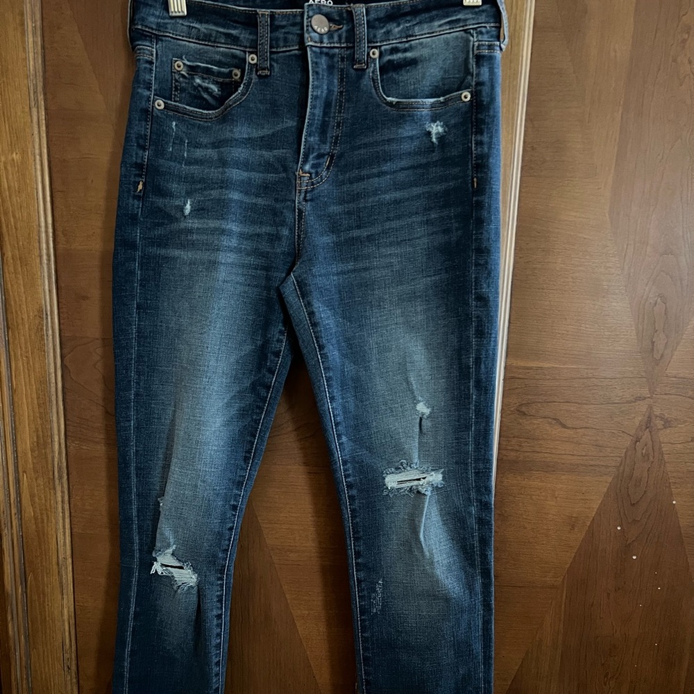 Dark Wash Distressed Skinny Jeans